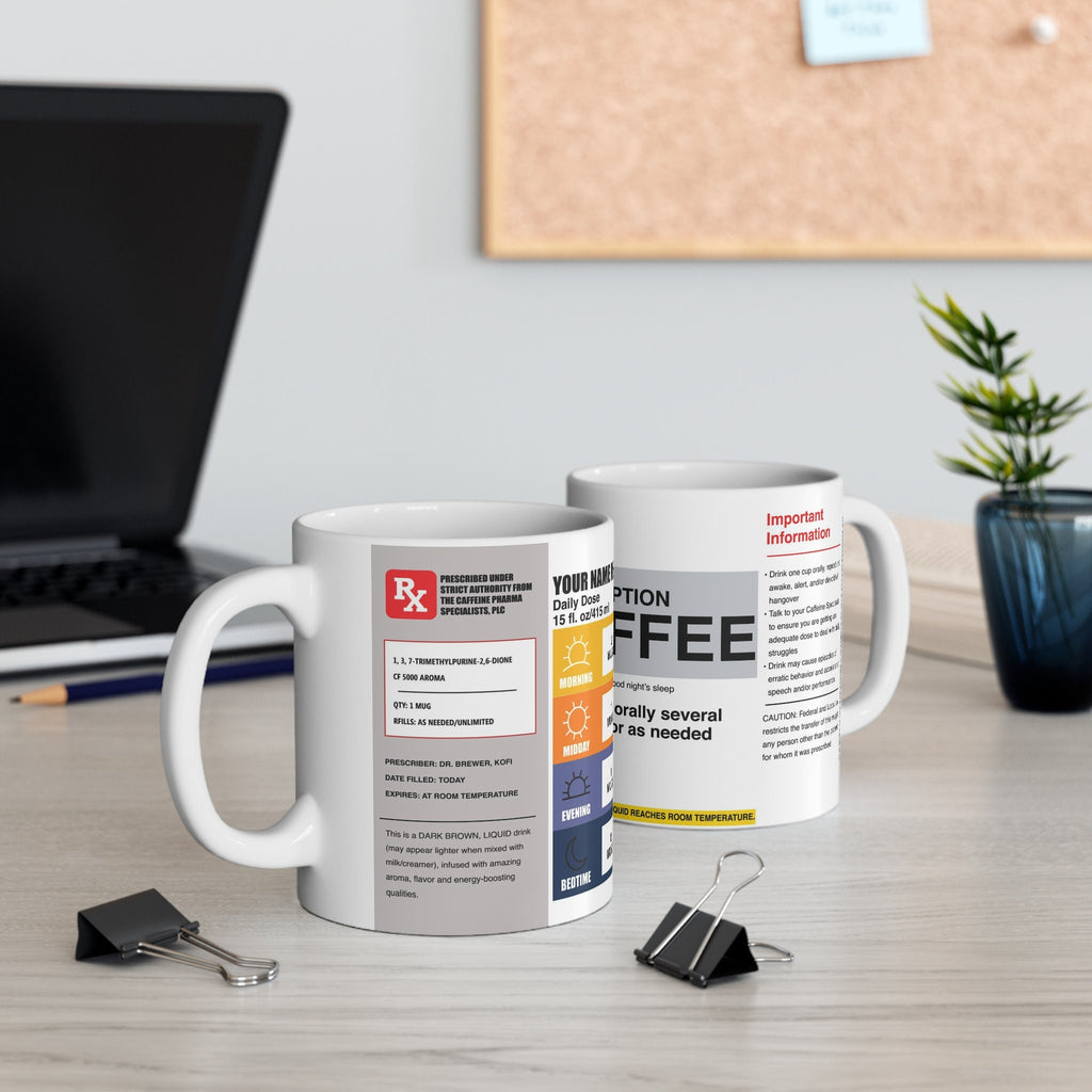 Custom Prescription Label Coffee Mug – Personalized Pharmacist, Nurse, Doctor, Healthcare Gift