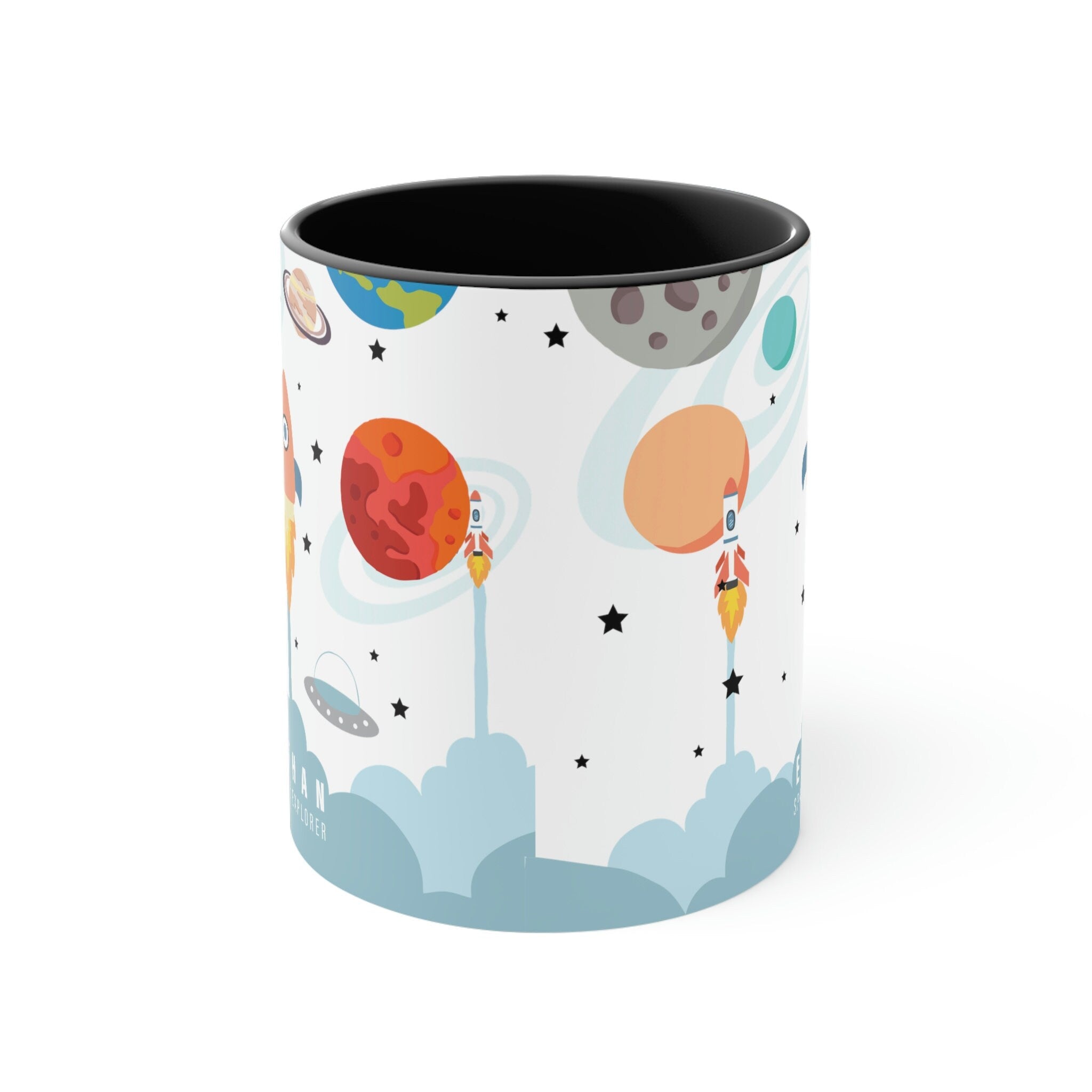 Kid's Personalized Space Explorer Accent Drink Mug, 11oz