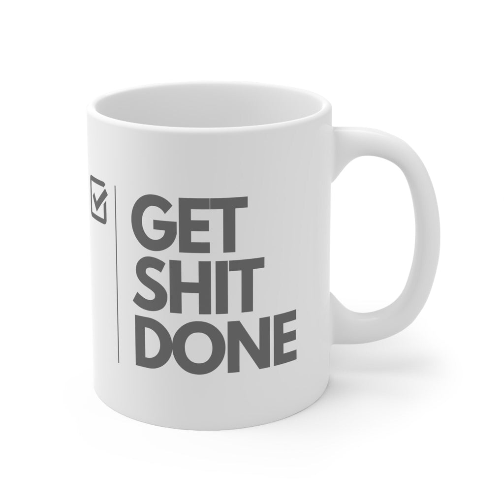 Get Shit Done 15oz Black Office Mug – Funny Motivational Gift