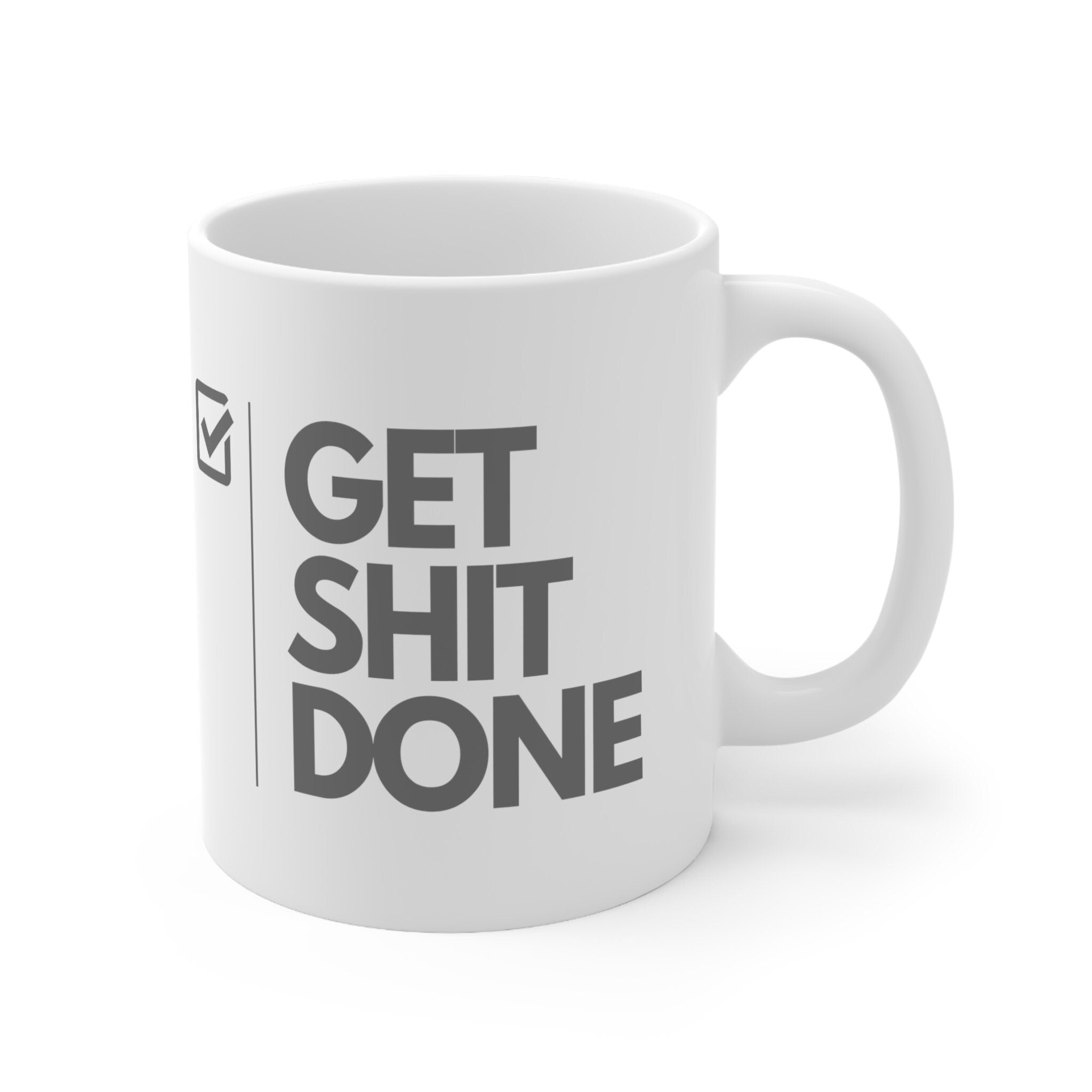 Get Shit Done 15oz Black Office Mug – Funny Motivational Gift