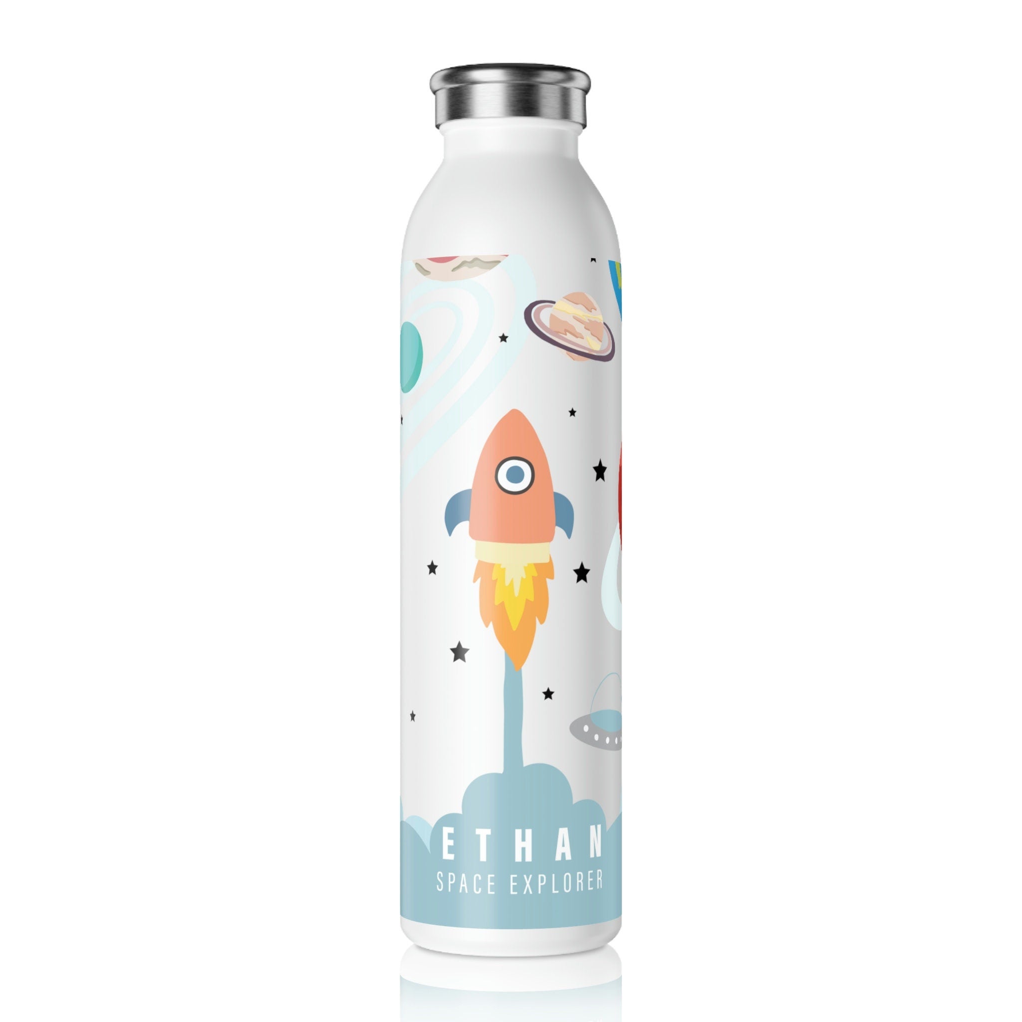 Kid's Personalized Space Explorer Slim Water Bottle | 20 oz