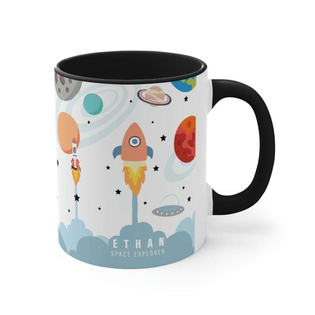 Kid's Personalized Space Explorer Accent Drink Mug, 11oz