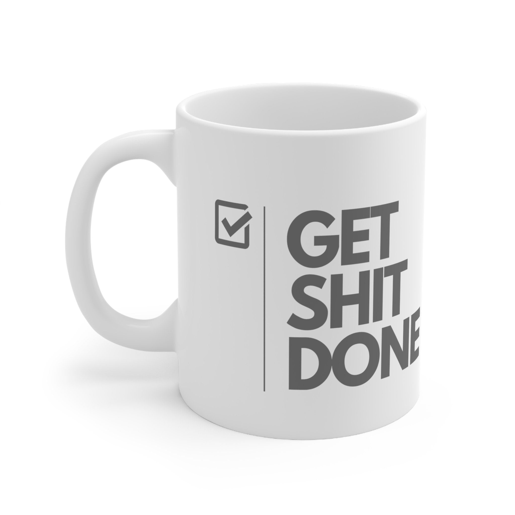 Get Shit Done 15oz Black Office Mug – Funny Motivational Gift