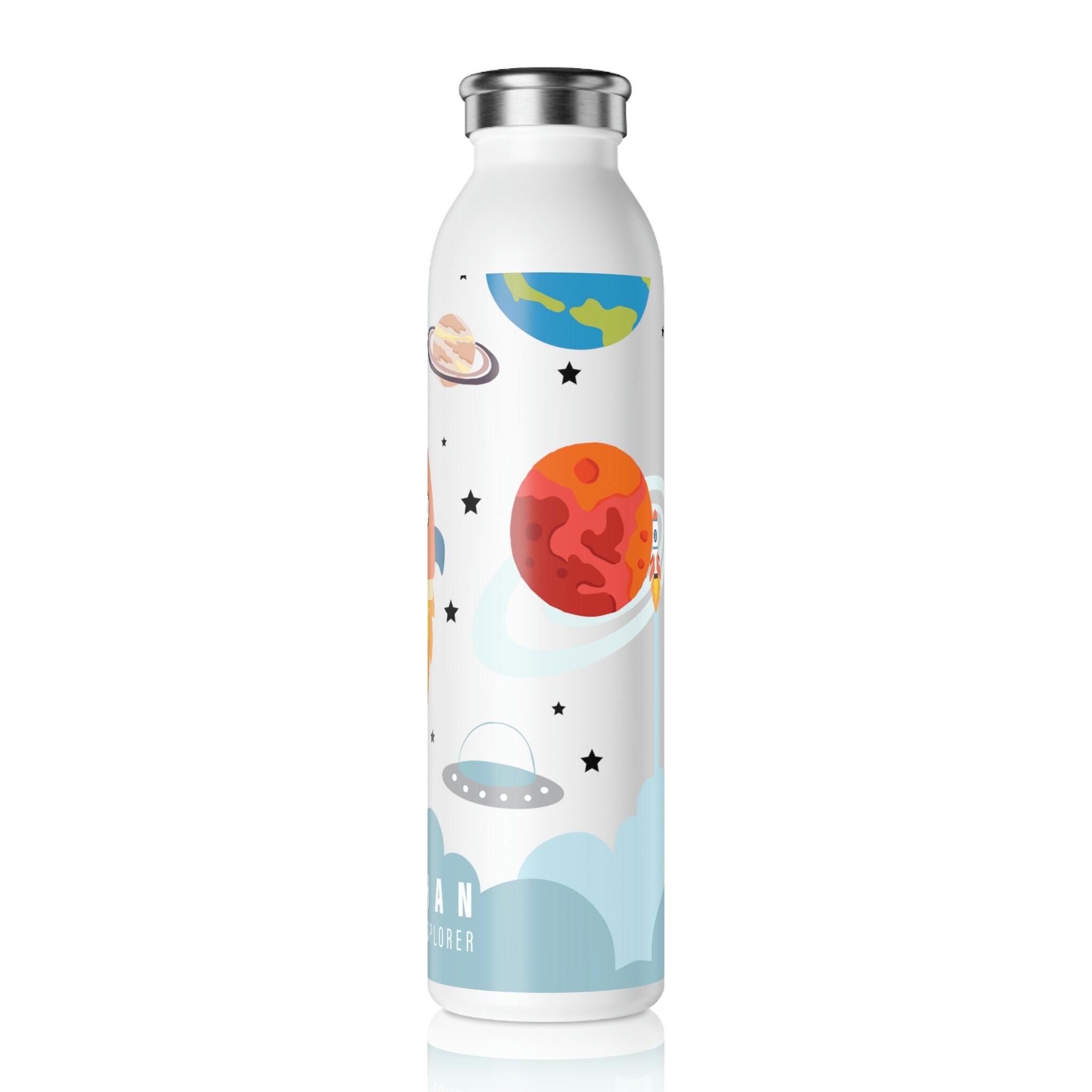 Kid's Personalized Space Explorer Slim Water Bottle | 20 oz