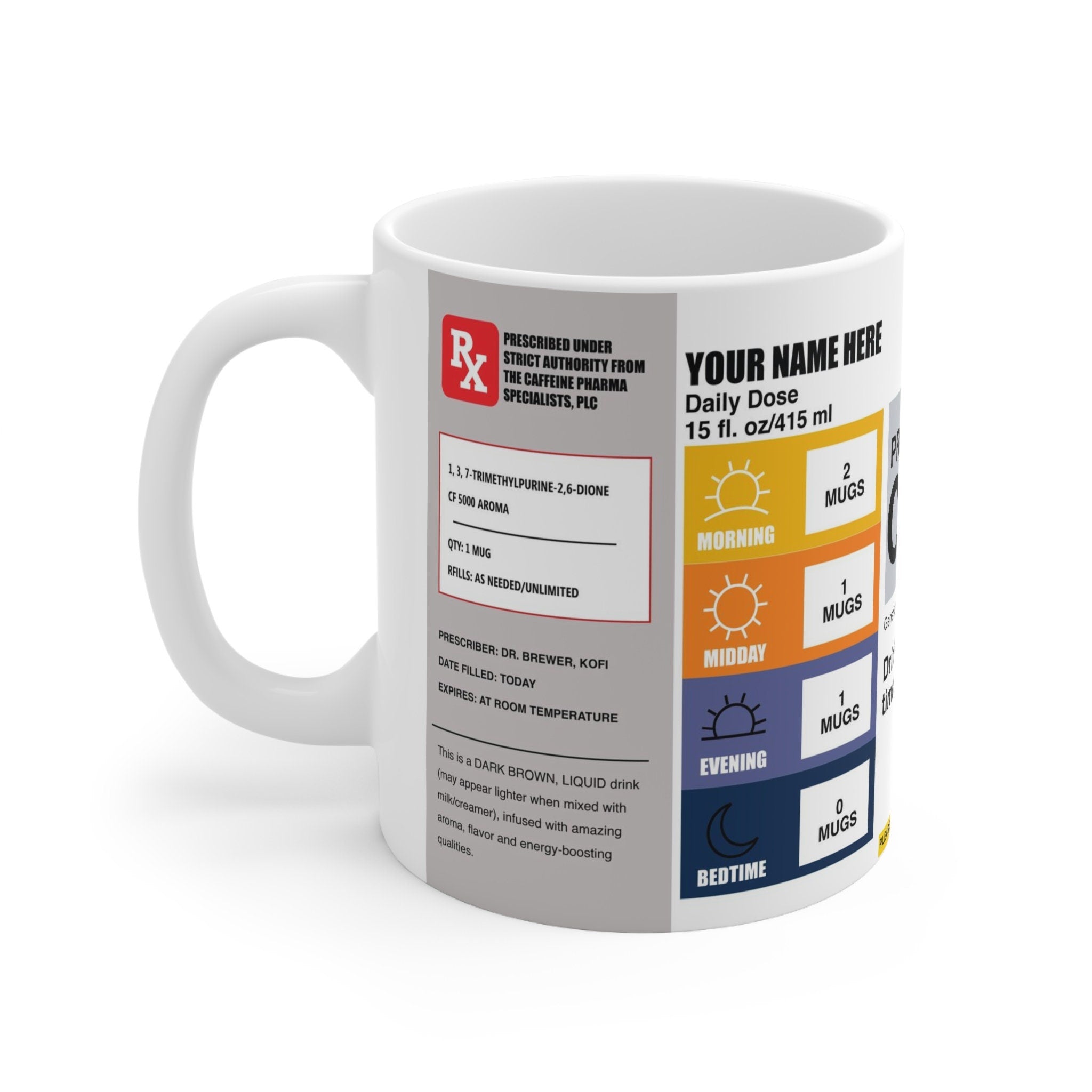 Custom Prescription Label Coffee Mug – Personalized Pharmacist, Nurse, Doctor, Healthcare Gift