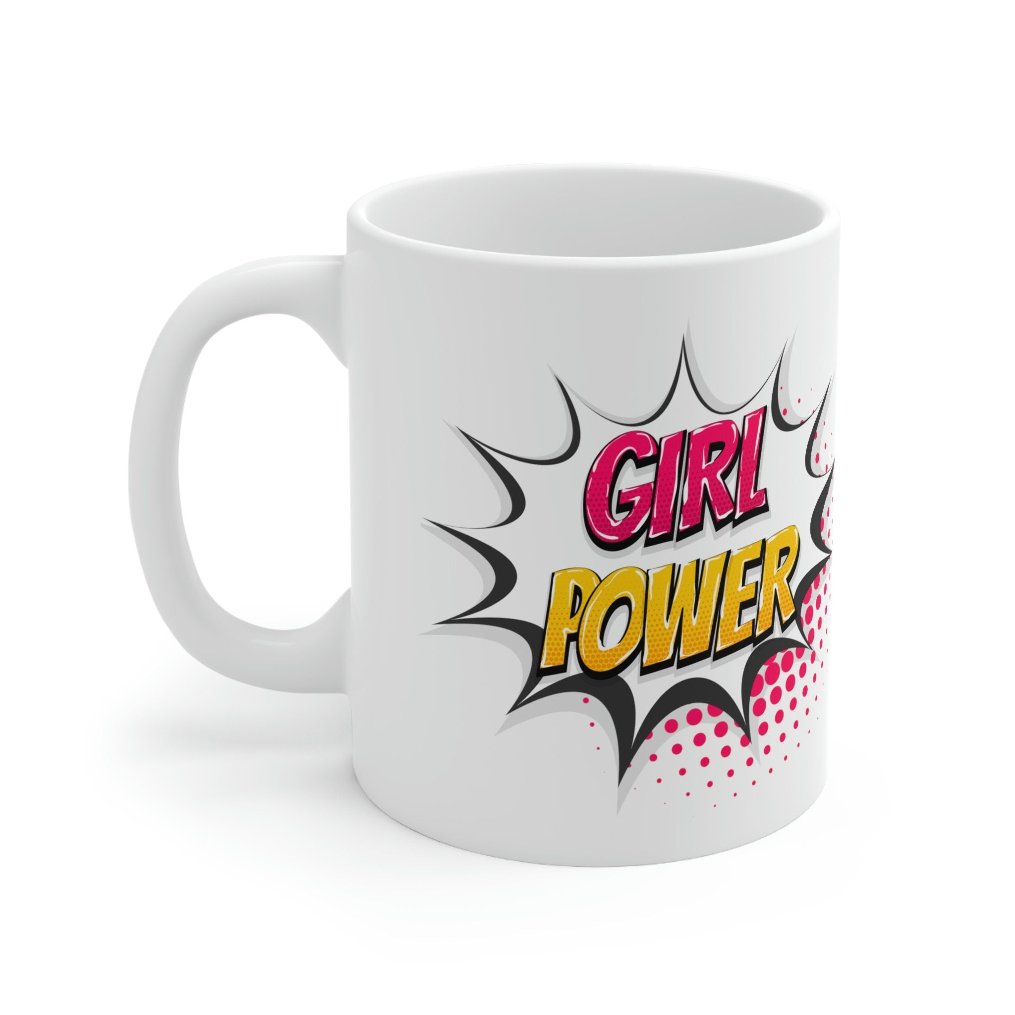 Girl Power Mug - Personalized Comic Book Themed Coffee Mug in White - 11oz