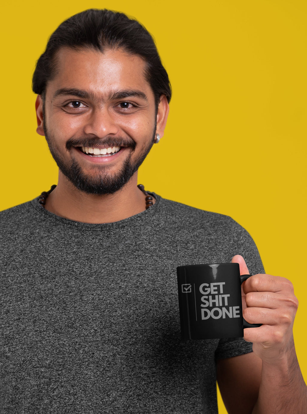 Get Shit Done 15oz Black Office Mug – Funny Motivational Gift