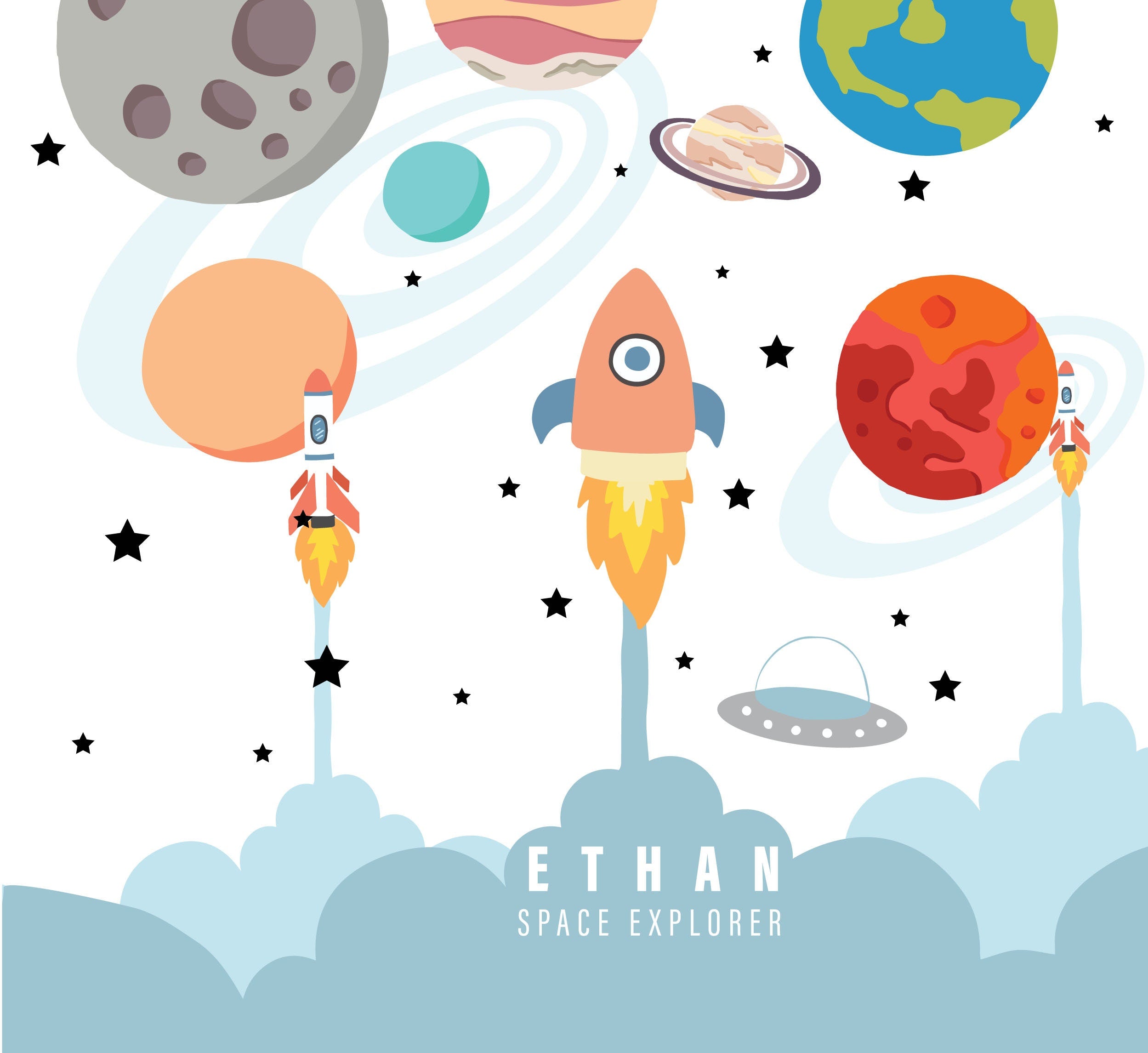 Kid's Personalized Space Explorer Slim Water Bottle | 20 oz