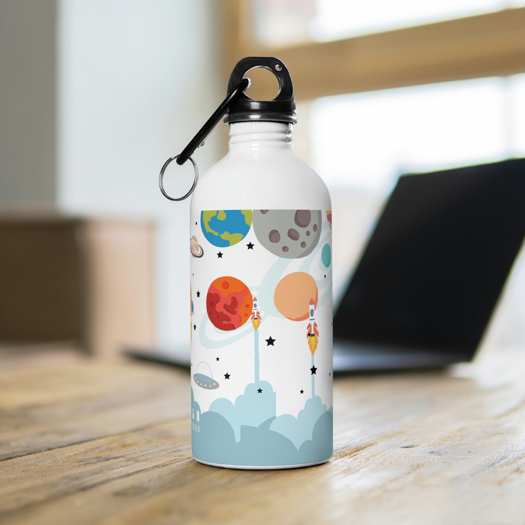 Kid's Personalized Space-Themed Stainless Steel Water Bottle