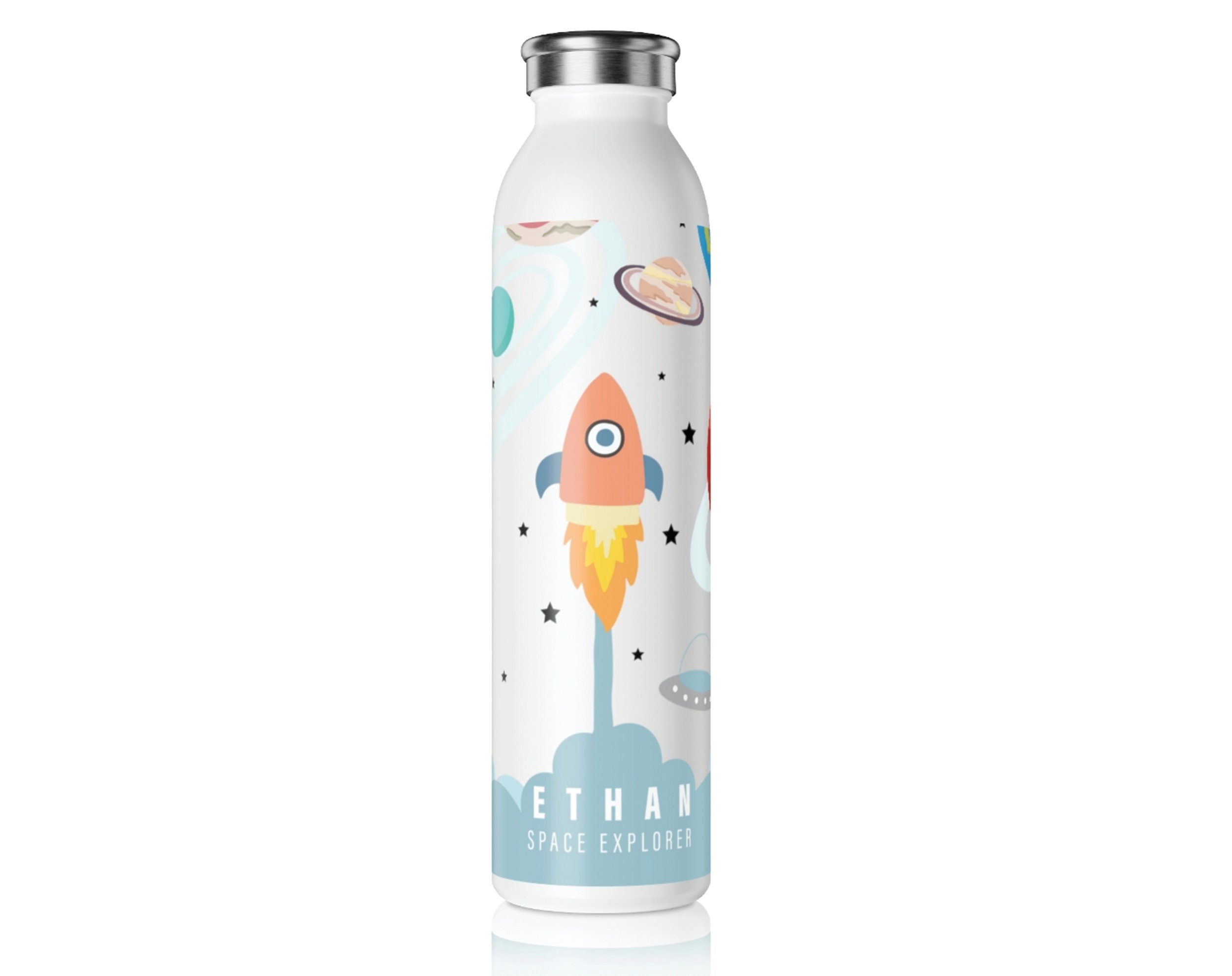 Kid's Personalized Space Explorer Slim Water Bottle | 20 oz