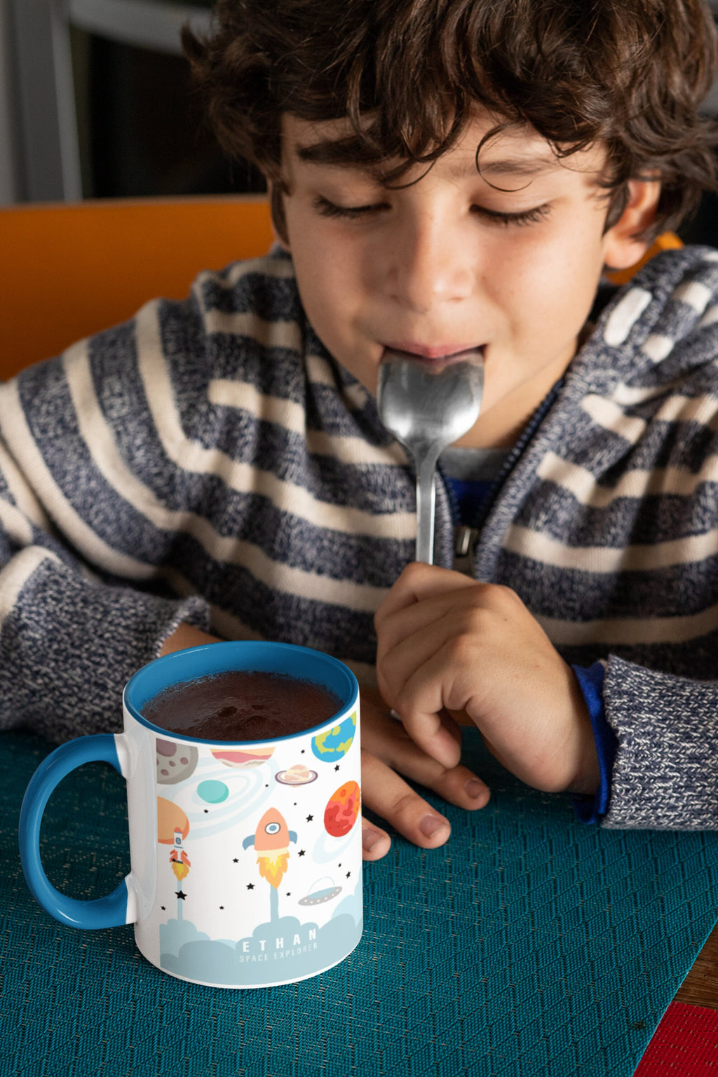 Kid's Personalized Space Explorer Accent Drink Mug, 11oz