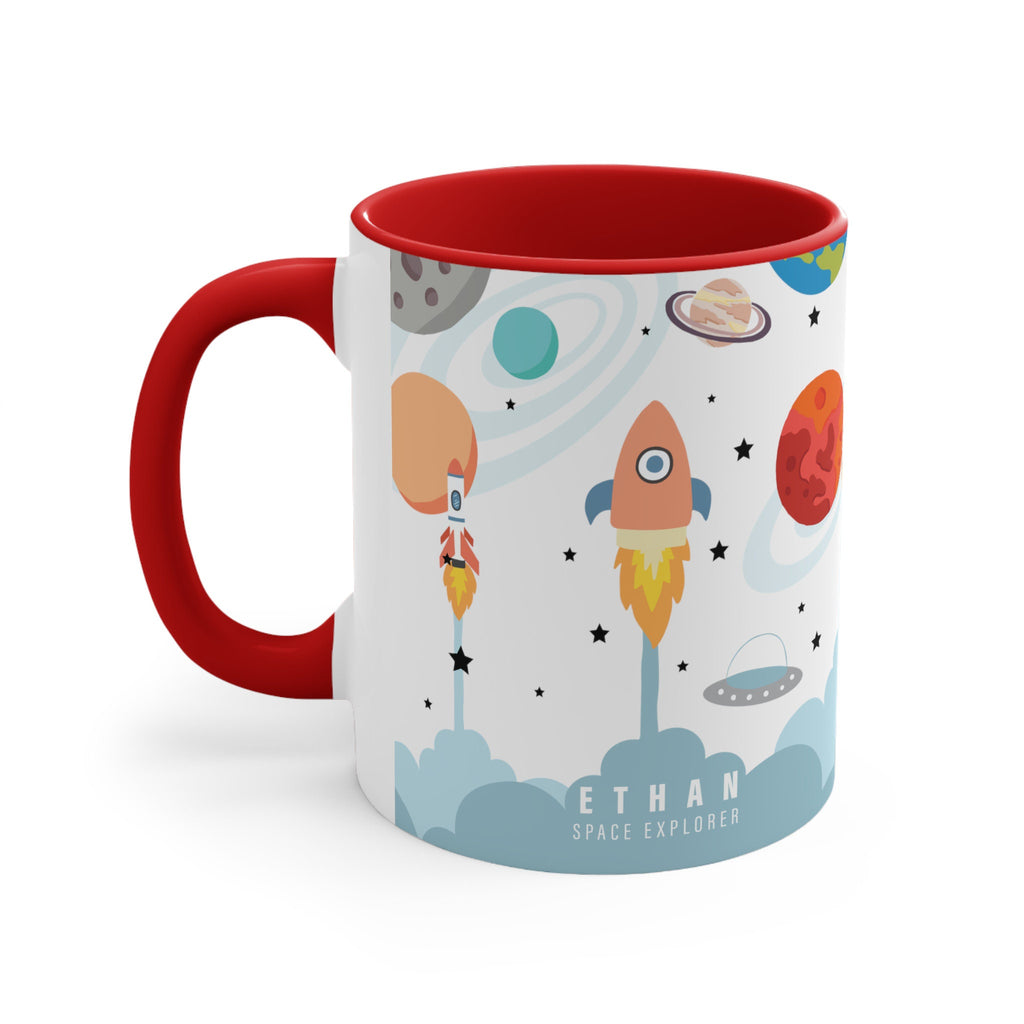 Kid's Personalized Space Explorer Accent Drink Mug, 11oz
