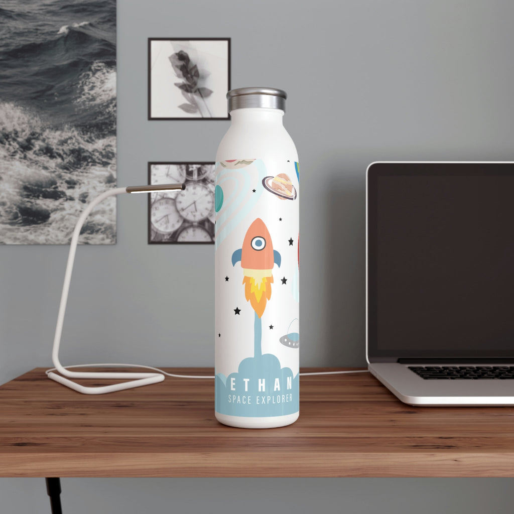 Kid's Personalized Space Explorer Slim Water Bottle | 20 oz