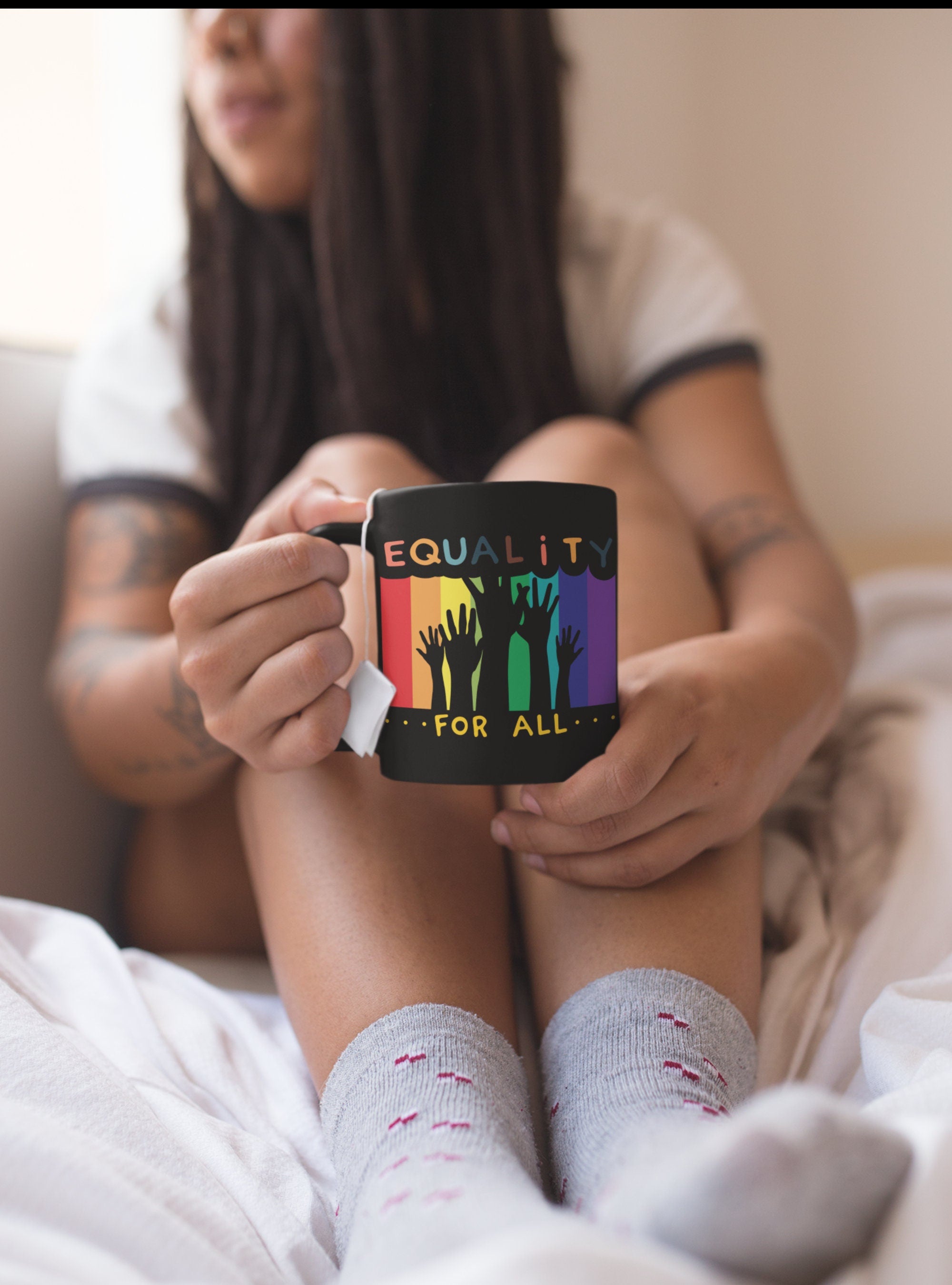 Equality for All 11oz Black Coffee Mug – Pride & Activist Gift