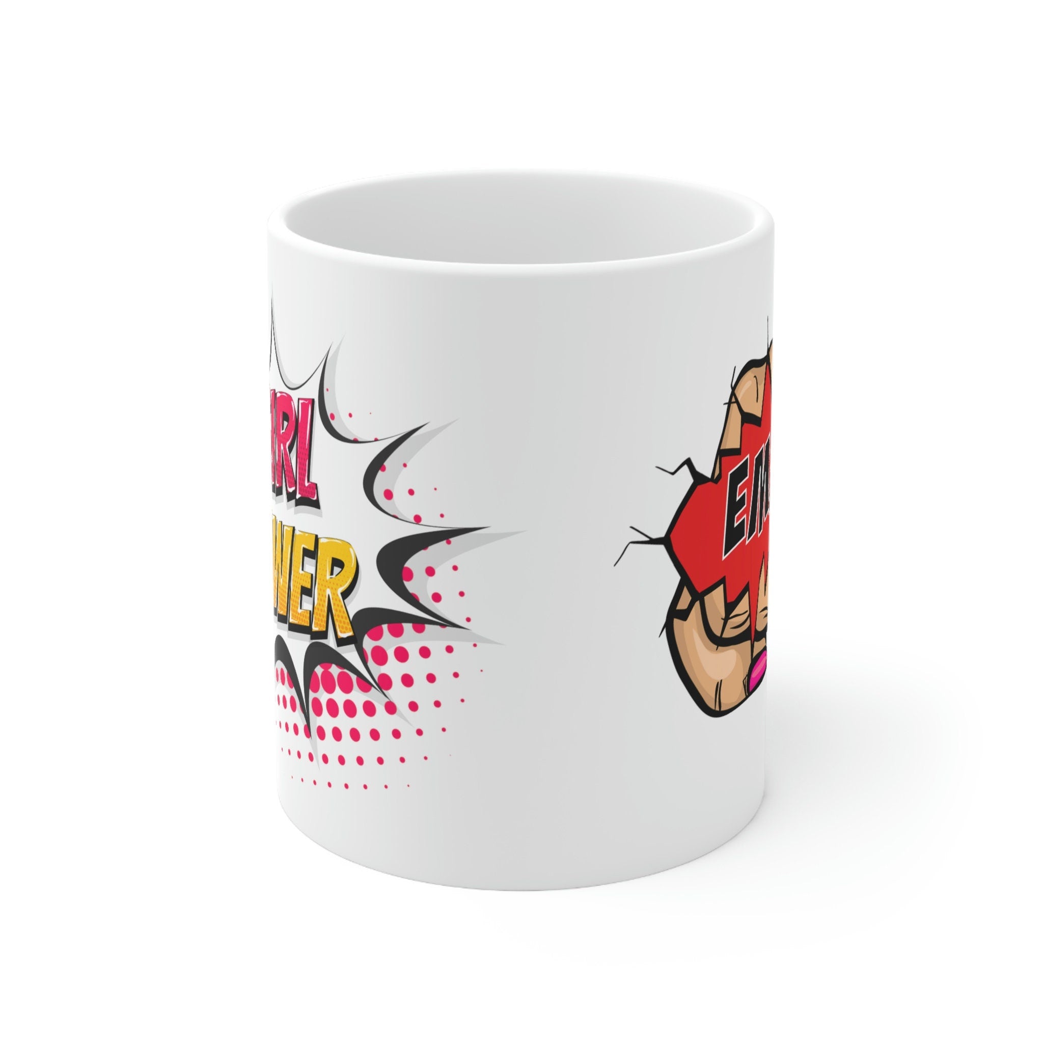 Girl Power Mug - Personalized Comic Book Themed Coffee Mug in White - 11oz
