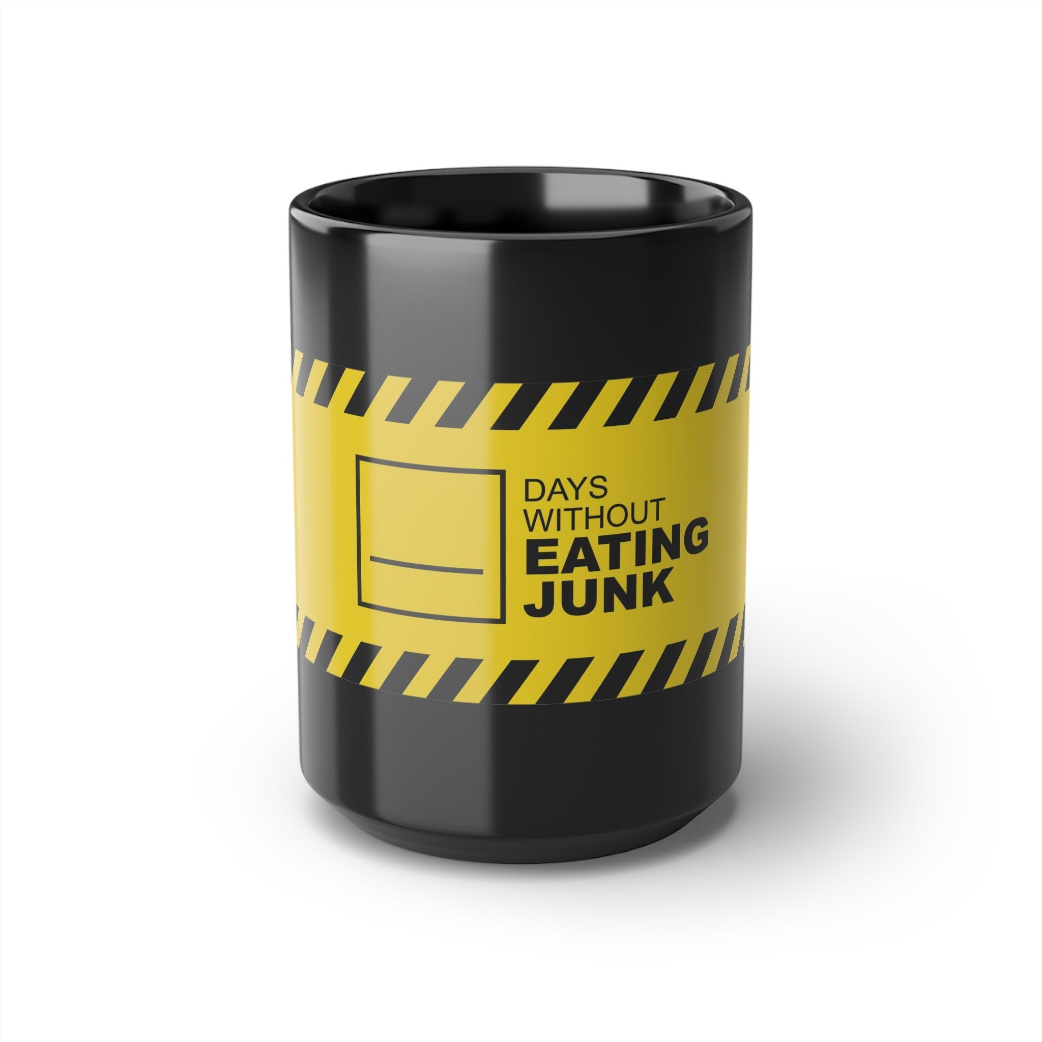 Days Without Junk Food Funny Black Ceramic Mug – Humor Gift for Men & Women