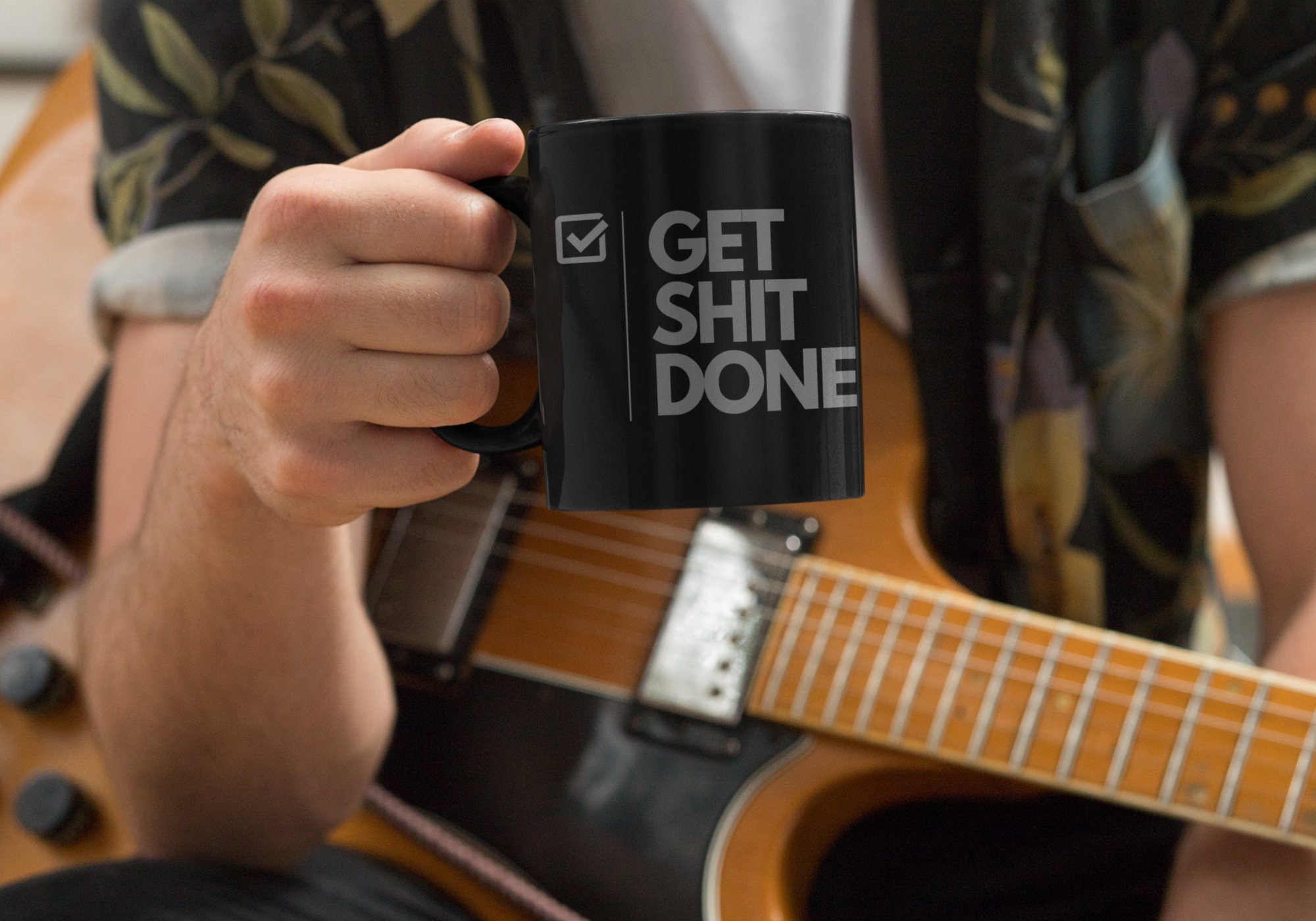 Get Shit Done 15oz Black Office Mug – Funny Motivational Gift